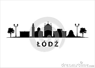 ÅÃ³dÅº Skyline City Landscape in Poland, Vector Urban Graphic Vector Illustration